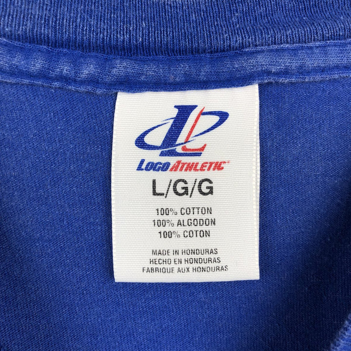 90'S Logo Athletic MLB CHICAGO CUBS Sports Print T-Shirt, Men's Size L (Equivalent), Vintage cotton blue type Vintage Second Hand