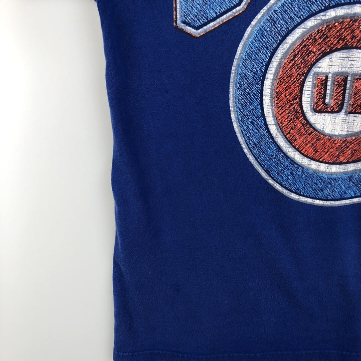 90'S Logo Athletic MLB CHICAGO CUBS Sports Print T-Shirt, Men's Size L (Equivalent), Vintage cotton blue type Vintage Second Hand