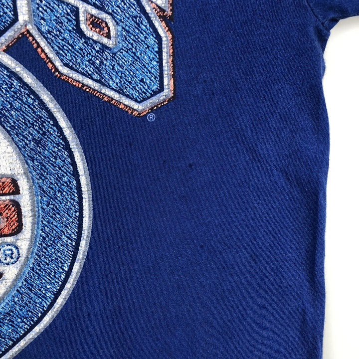 90'S Logo Athletic MLB CHICAGO CUBS Sports Print T-Shirt, Men's Size L (Equivalent), Vintage cotton blue type Vintage Second Hand