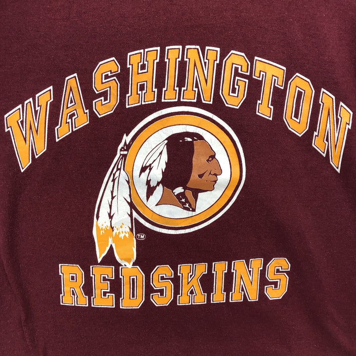 90'S Logo Seven Washington Redskins V-neck Football 3/4 Sleeve T-shirt, Made in USA, Men's Size L (approx.), Vintage cotton wine-red Vintage Second Hand