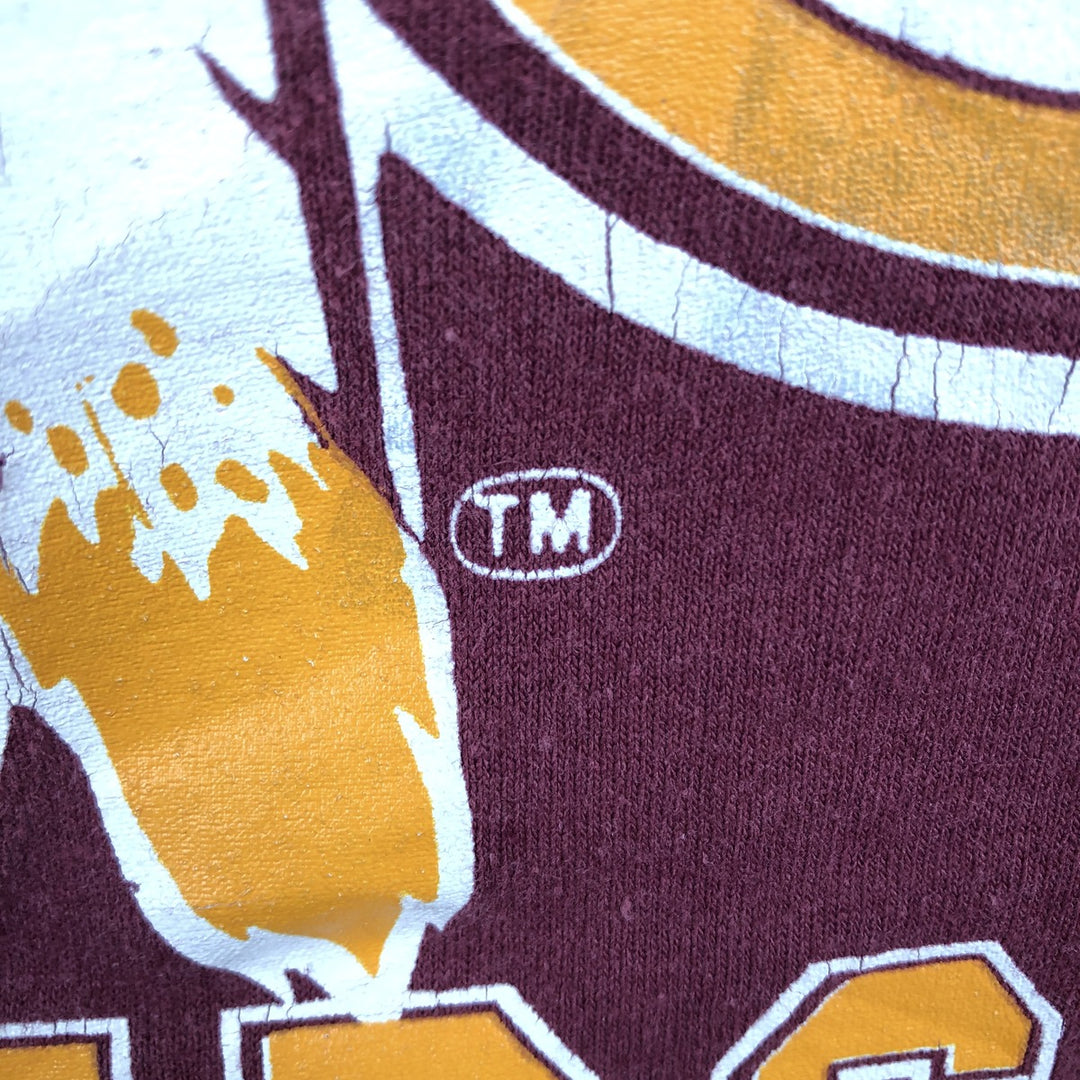90'S Logo Seven Washington Redskins V-neck Football 3/4 Sleeve T-shirt, Made in USA, Men's Size L (approx.), Vintage cotton wine-red Vintage Second Hand