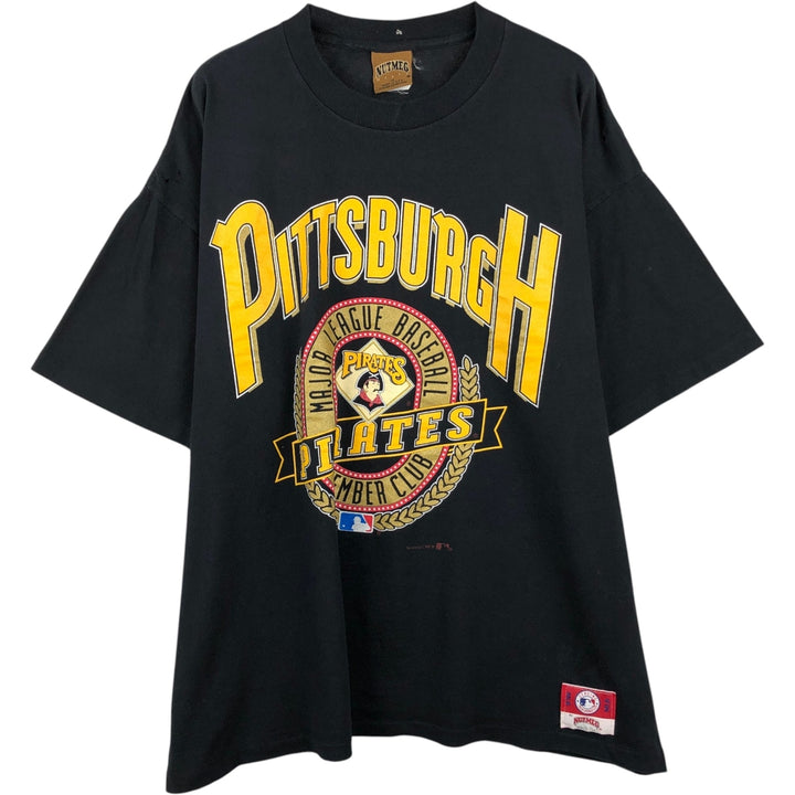 90'S NUTMEG MLB Pittsburgh Pirates sports t-shirt, Made in USA, Men's XL equivalent, Vintage. cotton black type Vintage Second Hand