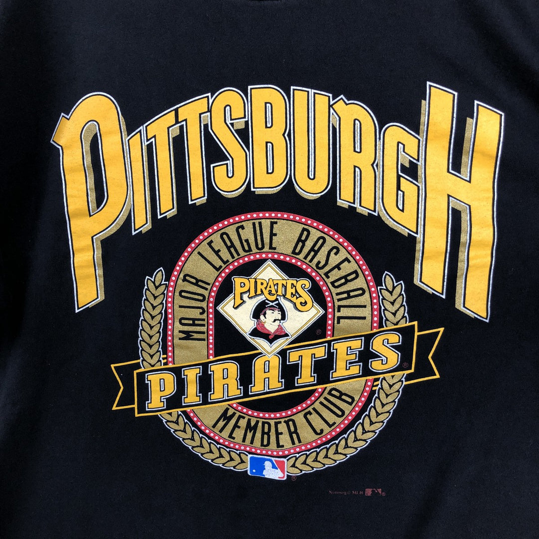 90'S NUTMEG MLB Pittsburgh Pirates sports t-shirt, Made in USA, Men's XL equivalent, Vintage. cotton black type Vintage Second Hand