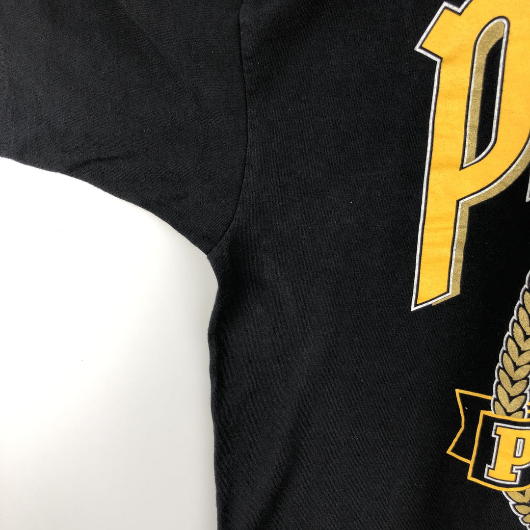 90'S NUTMEG MLB Pittsburgh Pirates sports t-shirt, Made in USA, Men's XL equivalent, Vintage. cotton black type Vintage Second Hand