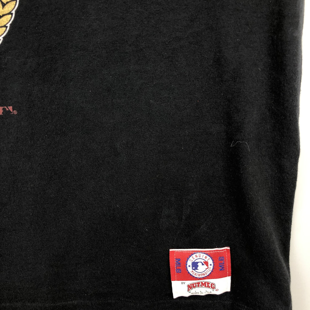 90'S NUTMEG MLB Pittsburgh Pirates sports t-shirt, Made in USA, Men's XL equivalent, Vintage. cotton black type Vintage Second Hand