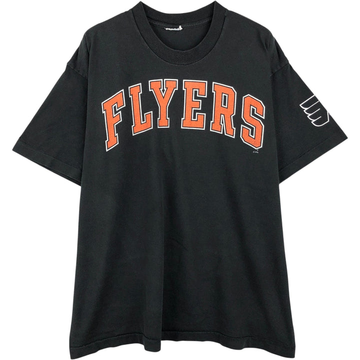 90'S NHL Philadelphia Flyers sports print T-shirt, men's size XL (approx.) unclear black type Vintage Second Hand