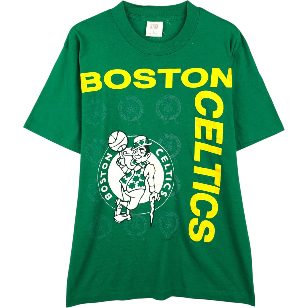 90'S Saturday's Hero NBA Boston Celtics sports print T-shirt, Made in USA, Men's size L equivalent, Vintage cotton green type Vintage Second Hand