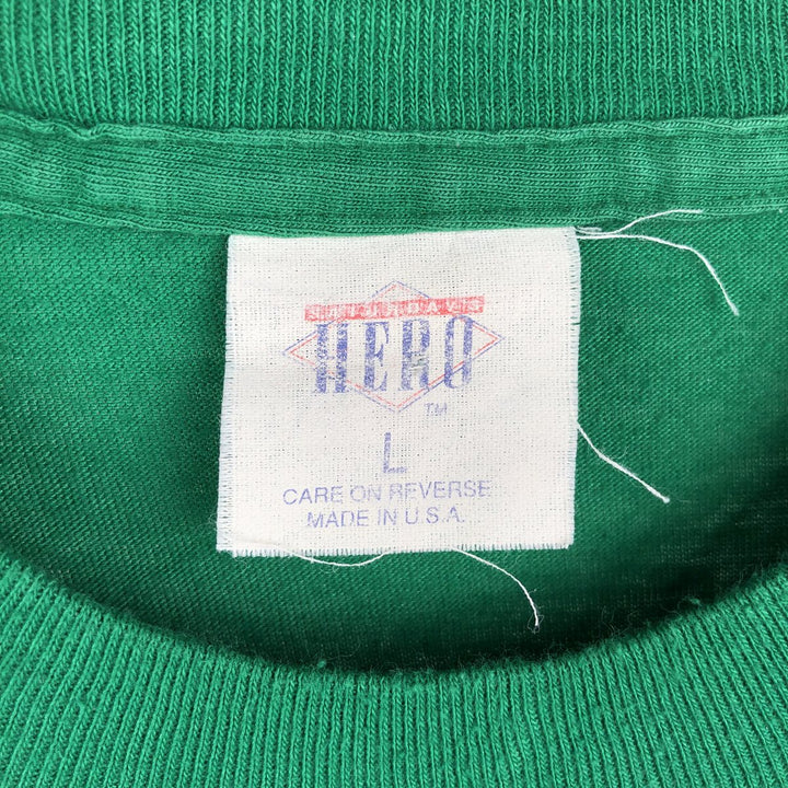90'S Saturday's Hero NBA Boston Celtics sports print T-shirt, Made in USA, Men's size L equivalent, Vintage cotton green type Vintage Second Hand