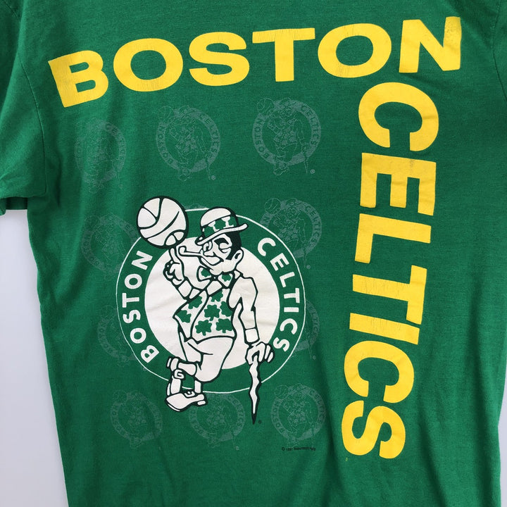 90'S Saturday's Hero NBA Boston Celtics sports print T-shirt, Made in USA, Men's size L equivalent, Vintage cotton green type Vintage Second Hand