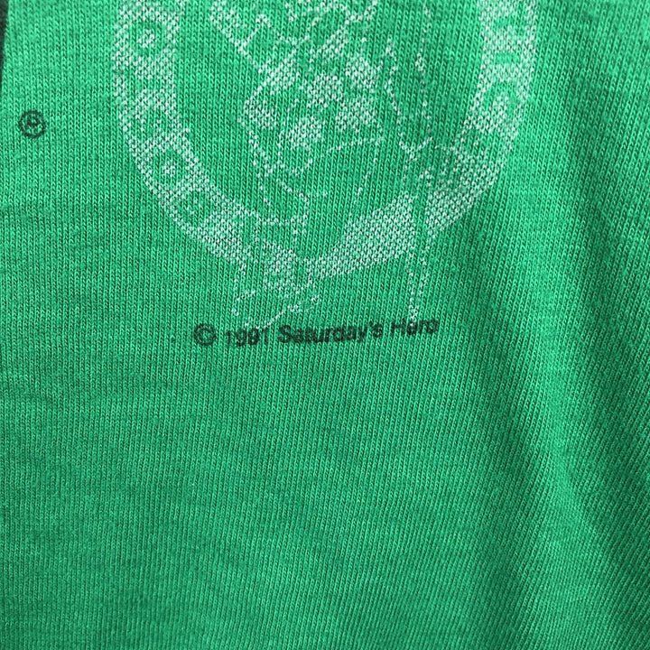 90'S Saturday's Hero NBA Boston Celtics sports print T-shirt, Made in USA, Men's size L equivalent, Vintage cotton green type Vintage Second Hand