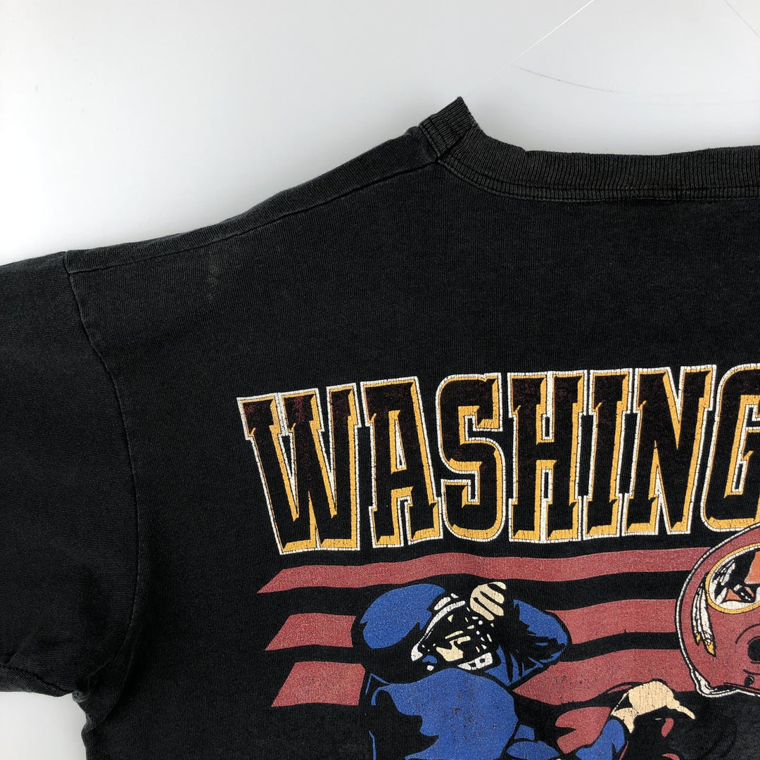 90'S The Game NFL Washington Redskins Sports Print T-Shirt, Made in USA, Men's Size L (Equivalent), Vintage cotton black type Vintage Second Hand