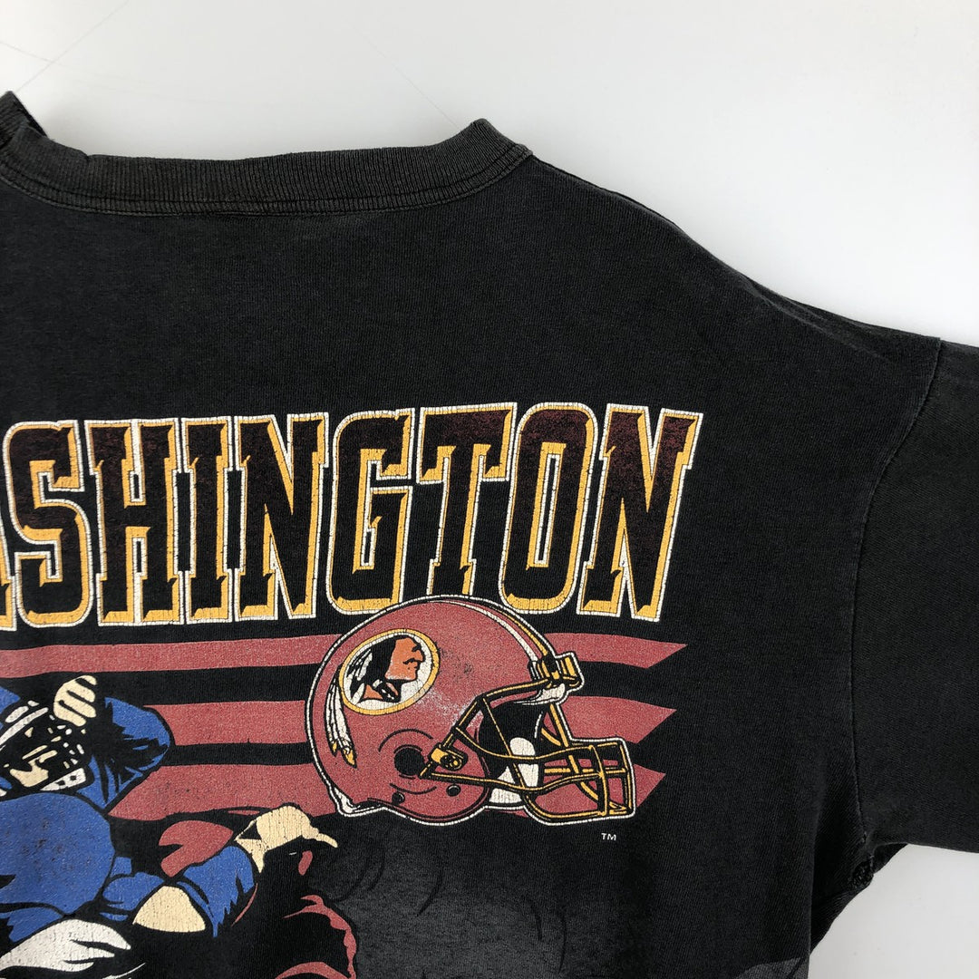 90'S The Game NFL Washington Redskins Sports Print T-Shirt, Made in USA, Men's Size L (Equivalent), Vintage cotton black type Vintage Second Hand
