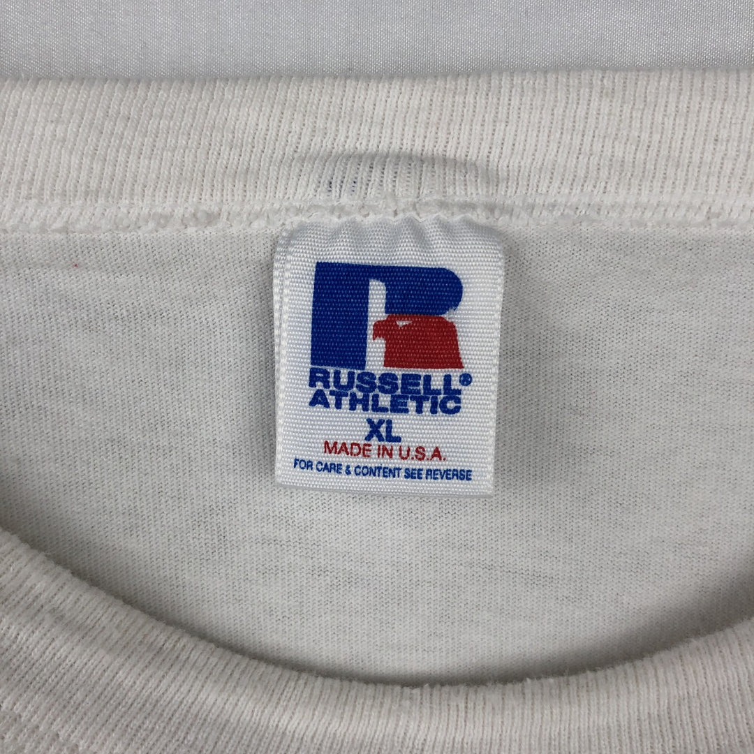 90'S Russell NHL ALL-STAR GAME Big Logo Sports Print T-Shirt, Made in USA, Men's XL (approx.) Vintage cotton white type Vintage Second Hand