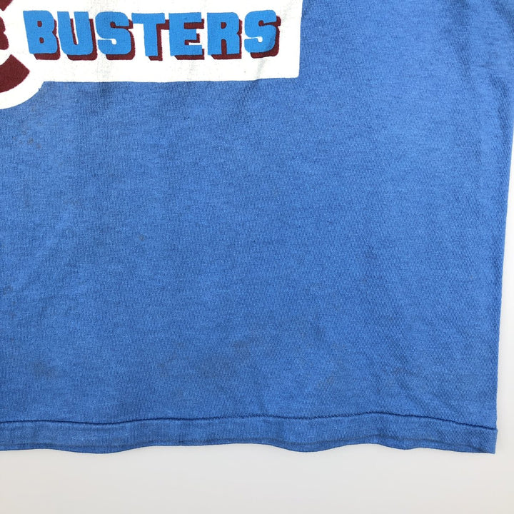 80'S Russell Chicago Cubs Ghostbusters Parody Sports Print T-Shirt, Made in USA, Men's Size L (Equivalent), Vintage cotton Blue type light blue Vintage Second Hand