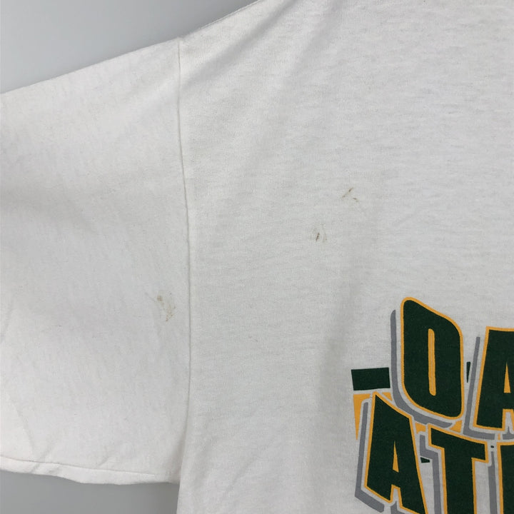 90'S TRENCH MLB OAKLAND ATHLETICS Logo Print T-Shirt, Made in USA, Men's XL (approx.) Vintage polyester white type Vintage Second Hand