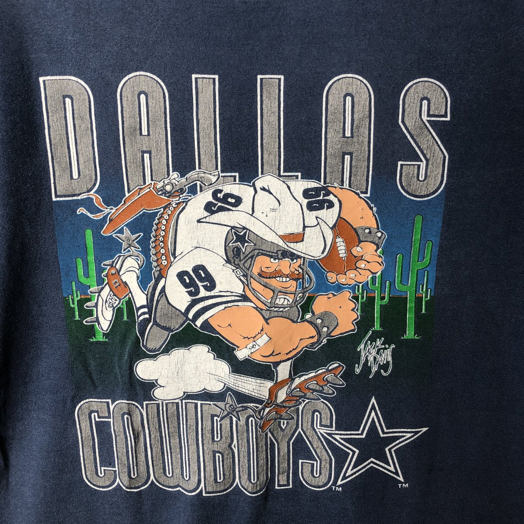 90'S NUTMEG NFL Dallas Cowboys Sports T-Shirt, Made in USA, Men's XL equivalent, Vintage unclear blue type Vintage Second Hand