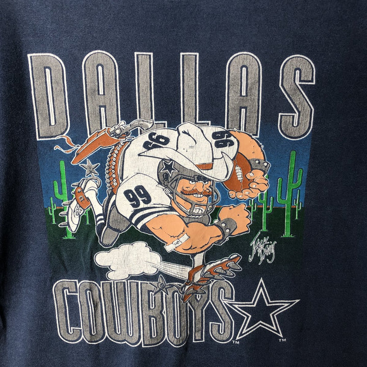 90'S NUTMEG NFL Dallas Cowboys Sports T-Shirt, Made in USA, Men's XL equivalent, Vintage unclear blue type Vintage Second Hand