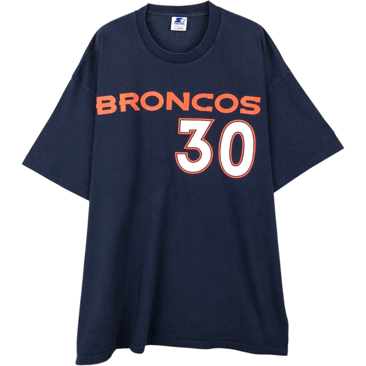 Starter NFL Denver Broncos Sports Print T-Shirt, Made in USA, X-LARGE (Equivalent to Men's XL) cotton navy blue type Vintage Second Hand