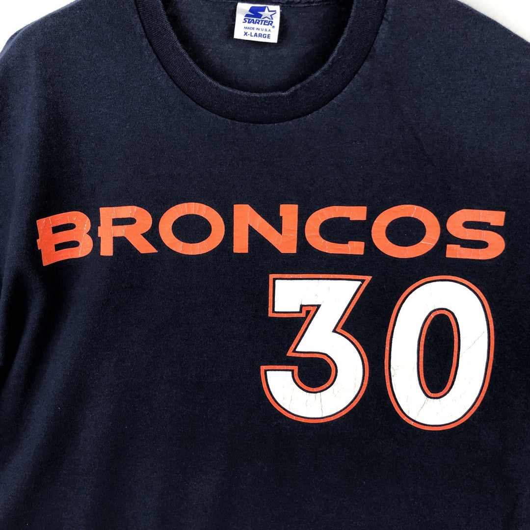 Starter NFL Denver Broncos Sports Print T-Shirt, Made in USA, X-LARGE (Equivalent to Men's XL) cotton navy blue type Vintage Second Hand