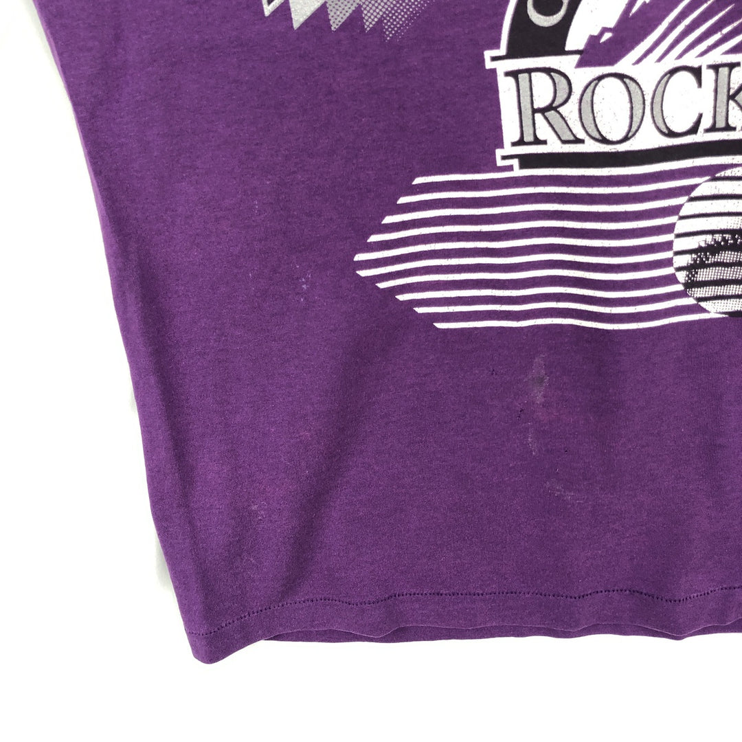 90'S Stedman MLB Colorado Rockies Logo Print T-Shirt, Made in USA, Men's XL (approx.) Vintage polyester purple type Vintage Second Hand
