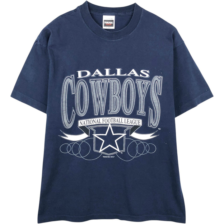 90'S TULTEX NFL Dallas Cowboys Logo Print T-Shirt, Men's XL (approx.), Vintage cotton navy blue type Vintage Second Hand