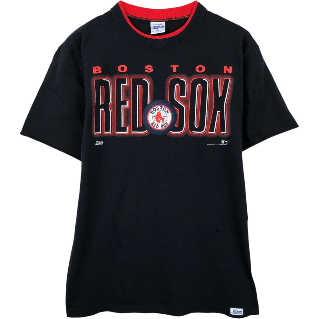 90'S SALEM MLB BOSTON RED SOX Logo Print T-Shirt, Made in USA, Men's Size L (Equivalent), Vintage cotton black type Vintage Second Hand