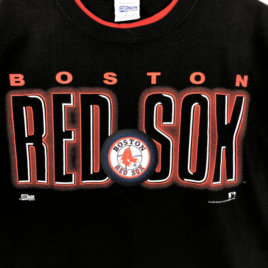 90'S SALEM MLB BOSTON RED SOX Logo Print T-Shirt, Made in USA, Men's Size L (Equivalent), Vintage cotton black type Vintage Second Hand