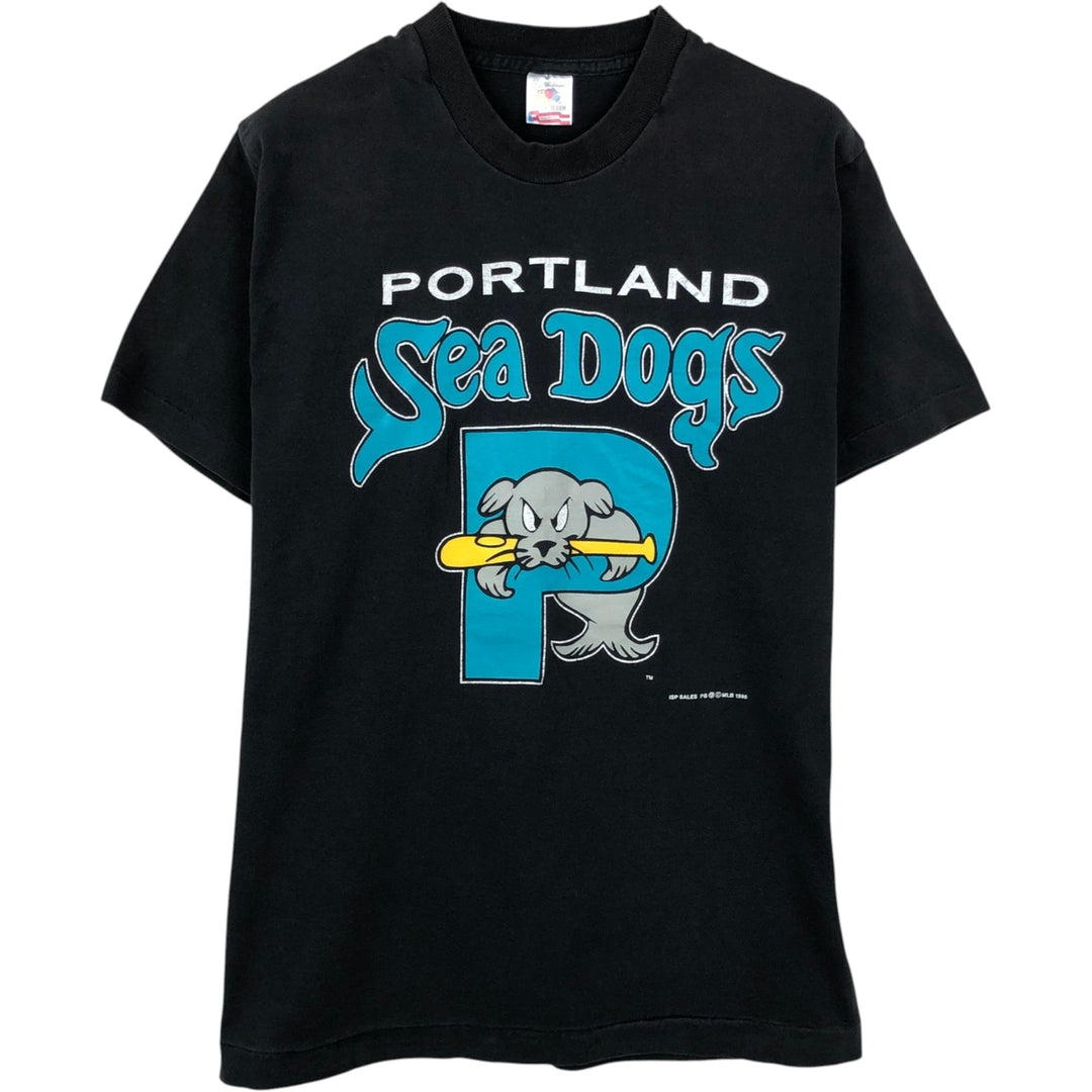 90'S Fruit of the Loom logo print T-shirt, made in USA, men's size M equivalent, vintage. cotton black type Vintage Second Hand