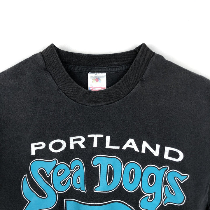 90'S Fruit of the Loom logo print T-shirt, made in USA, men's size M equivalent, vintage. cotton black type Vintage Second Hand