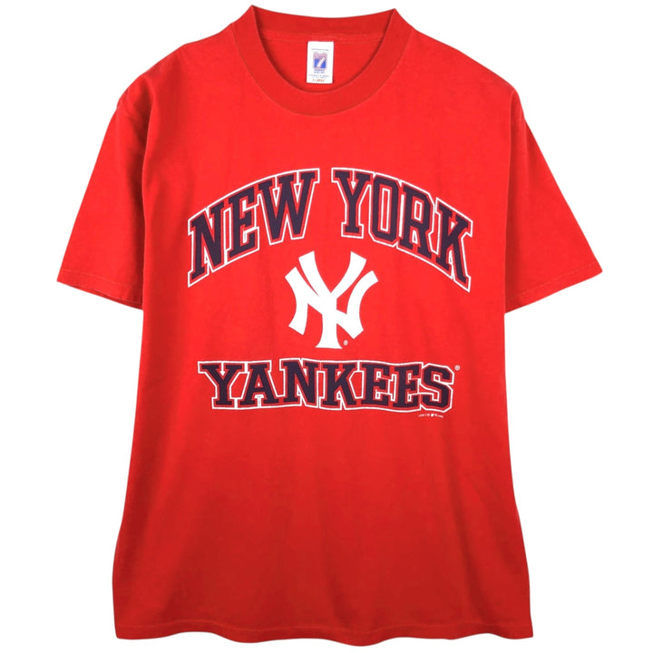 90'S Logo 7 MLB New York Yankees Logo Print T-Shirt, Men's Size XL (approx.), Vintage cotton red type Vintage Second Hand