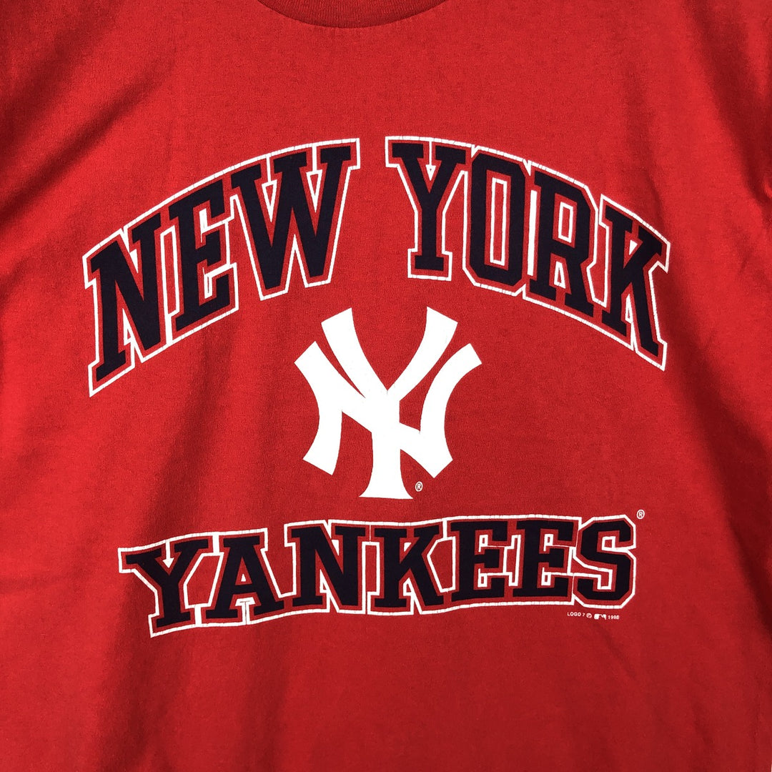90'S Logo 7 MLB New York Yankees Logo Print T-Shirt, Men's Size XL (approx.), Vintage cotton red type Vintage Second Hand