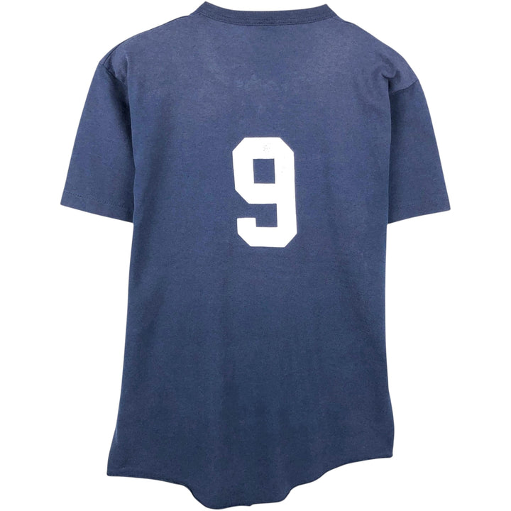 80s-90'S SOFFE MLB New York Yankees Henley Neck Logo Print T-Shirt, Made in USA, Men's Size M (approx.) polyester navy blue type Vintage Second Hand