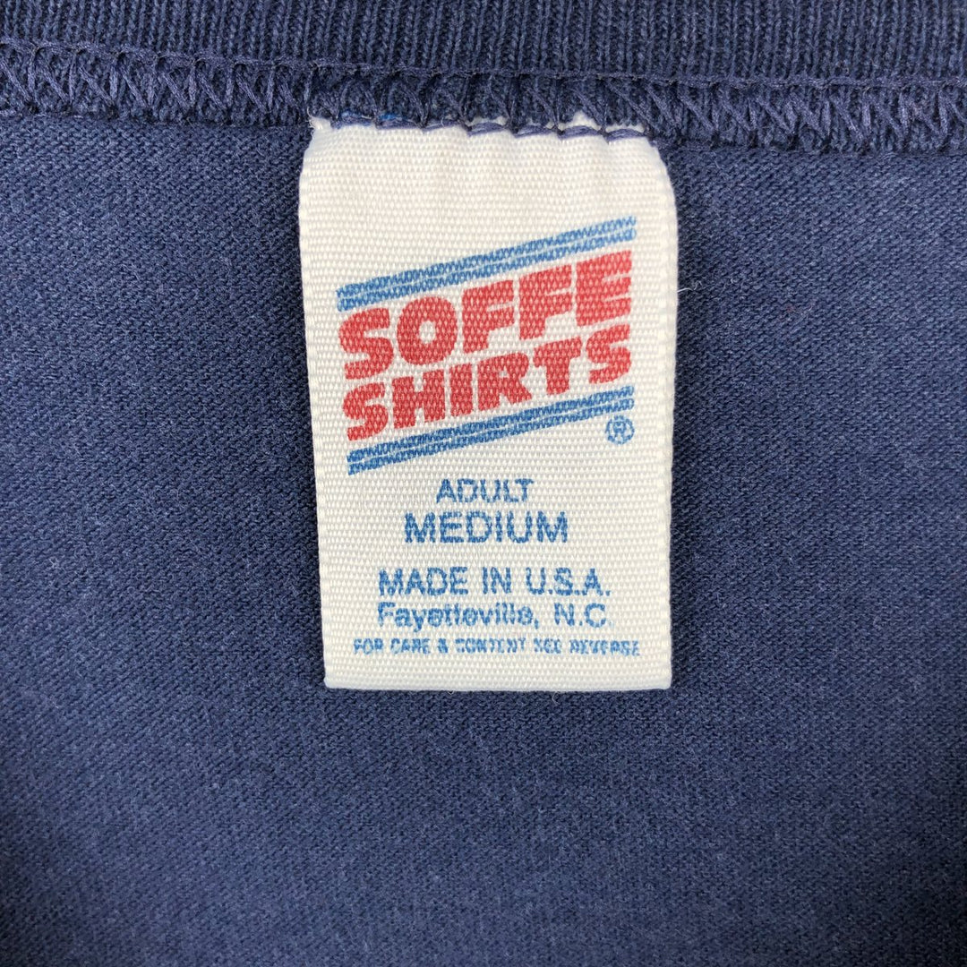 80s-90'S SOFFE MLB New York Yankees Henley Neck Logo Print T-Shirt, Made in USA, Men's Size M (approx.) polyester navy blue type Vintage Second Hand