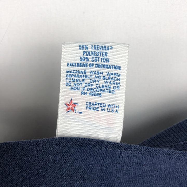 80s-90'S SOFFE MLB New York Yankees Henley Neck Logo Print T-Shirt, Made in USA, Men's Size M (approx.) polyester navy blue type Vintage Second Hand