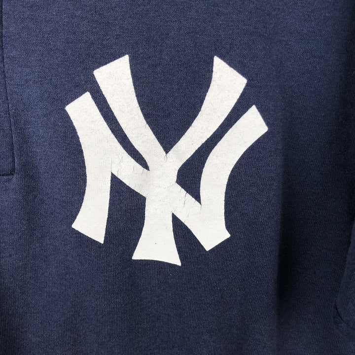 80s-90'S SOFFE MLB New York Yankees Henley Neck Logo Print T-Shirt, Made in USA, Men's Size M (approx.) polyester navy blue type Vintage Second Hand