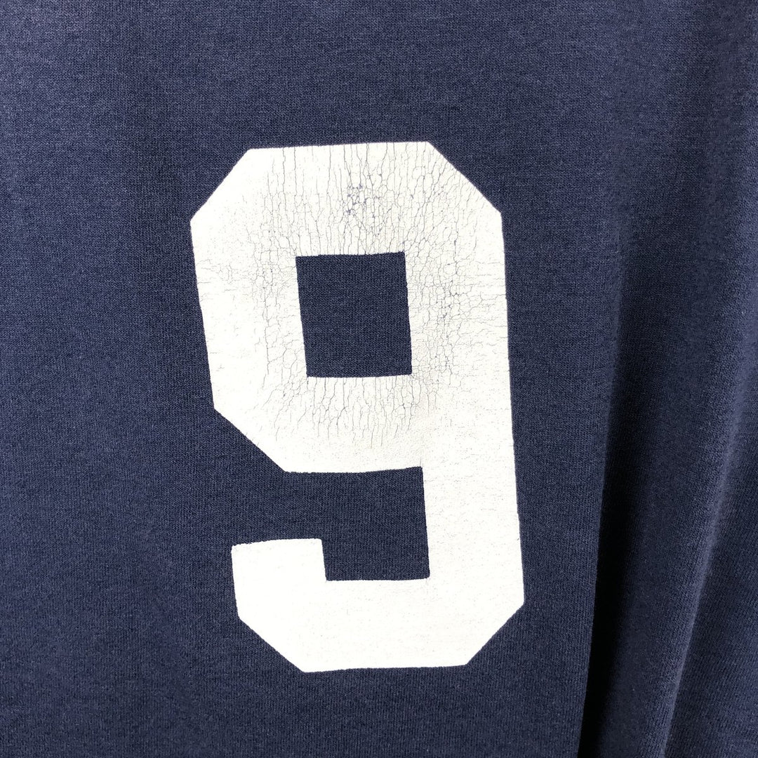 80s-90'S SOFFE MLB New York Yankees Henley Neck Logo Print T-Shirt, Made in USA, Men's Size M (approx.) polyester navy blue type Vintage Second Hand