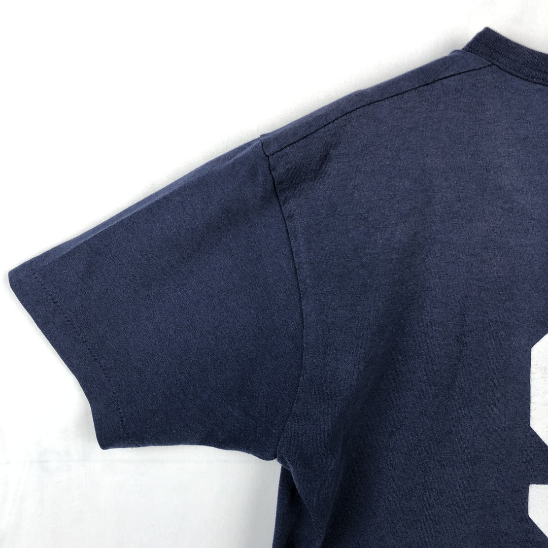 80s-90'S SOFFE MLB New York Yankees Henley Neck Logo Print T-Shirt, Made in USA, Men's Size M (approx.) polyester navy blue type Vintage Second Hand