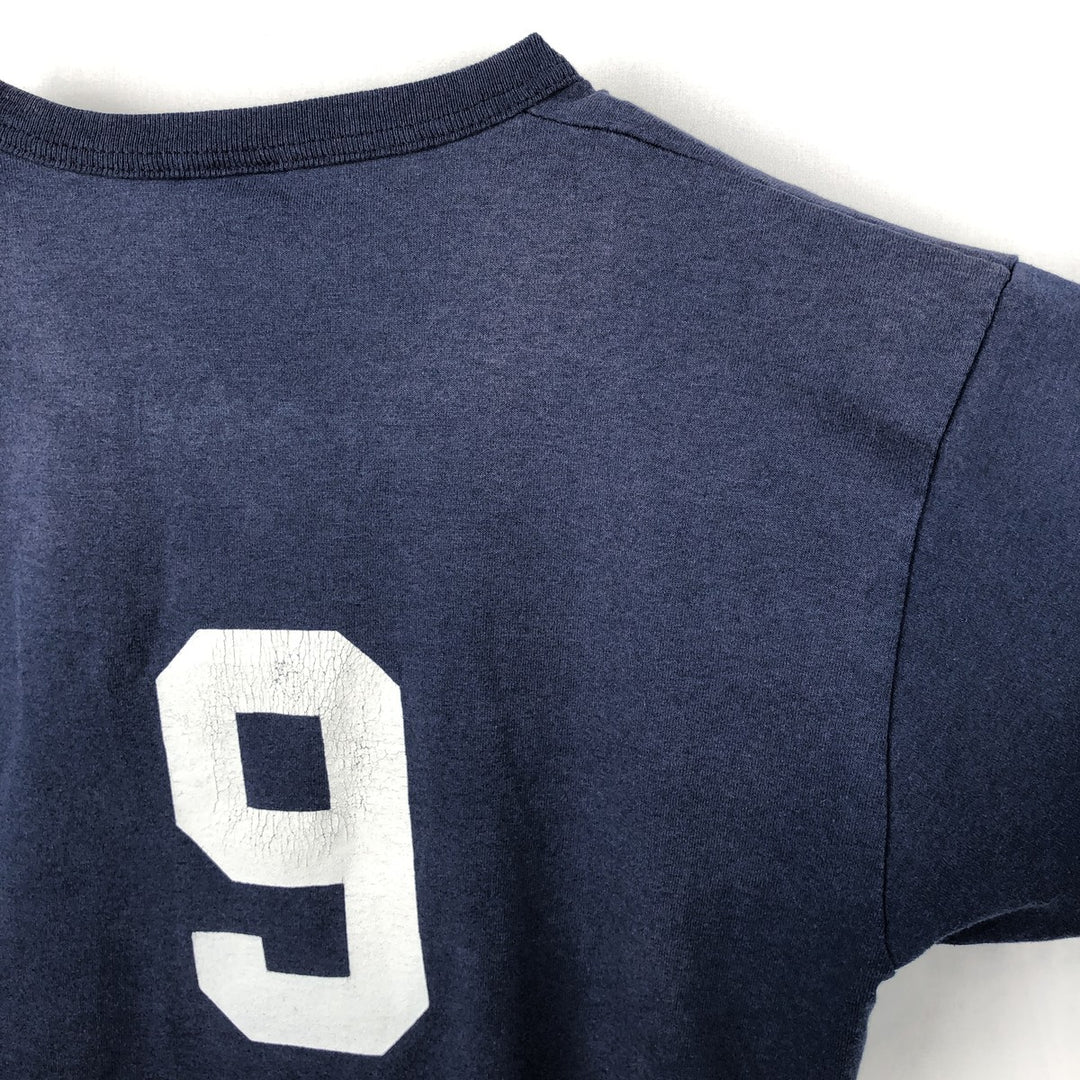 80s-90'S SOFFE MLB New York Yankees Henley Neck Logo Print T-Shirt, Made in USA, Men's Size M (approx.) polyester navy blue type Vintage Second Hand