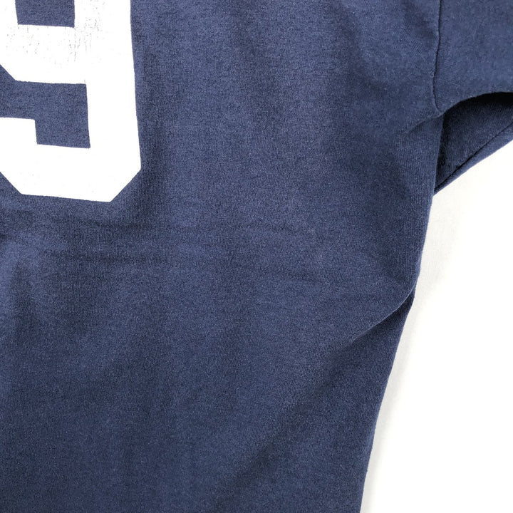 80s-90'S SOFFE MLB New York Yankees Henley Neck Logo Print T-Shirt, Made in USA, Men's Size M (approx.) polyester navy blue type Vintage Second Hand