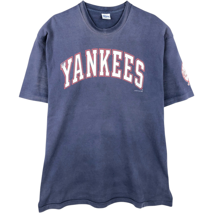 90'S SALEM MLB NEW YORK YANKEES Logo Print T-Shirt, Made in USA, Men's XL (approx.), Vintage cotton navy blue type Vintage Second Hand