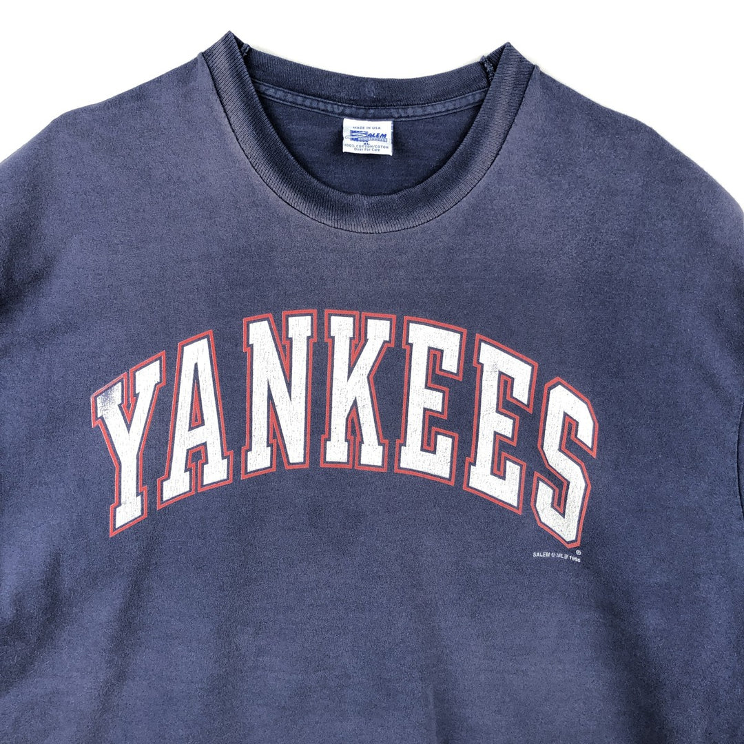 90'S SALEM MLB NEW YORK YANKEES Logo Print T-Shirt, Made in USA, Men's XL (approx.), Vintage cotton navy blue type Vintage Second Hand