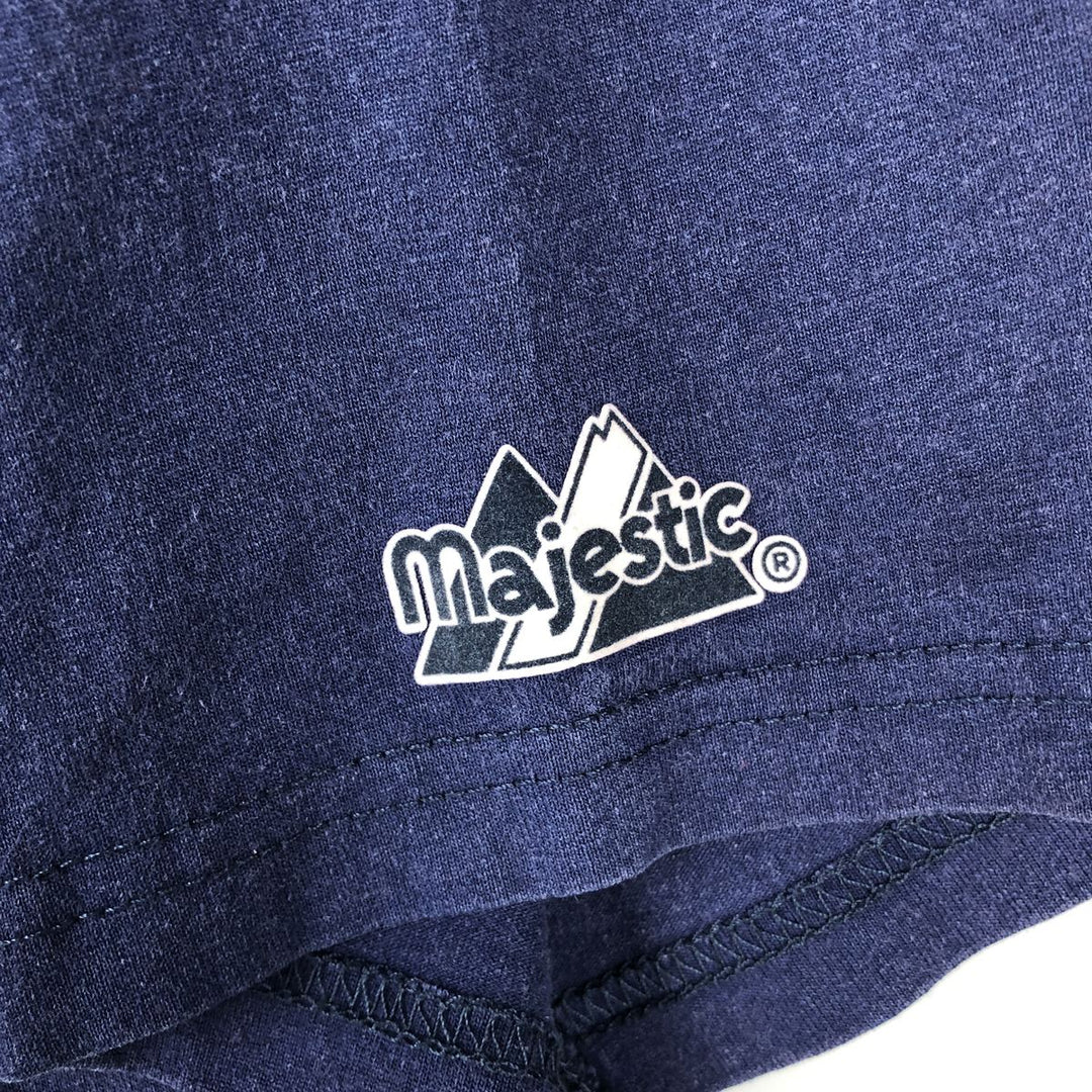 90s-00'S Majestic MLB New York Yankees V-neck T-shirt, Men's XL equivalent, Vintage cotton navy blue type Vintage Second Hand