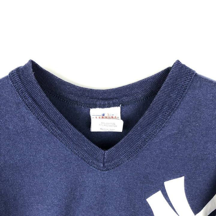 90s-00'S Majestic MLB New York Yankees V-neck T-shirt, Men's XL equivalent, Vintage cotton navy blue type Vintage Second Hand