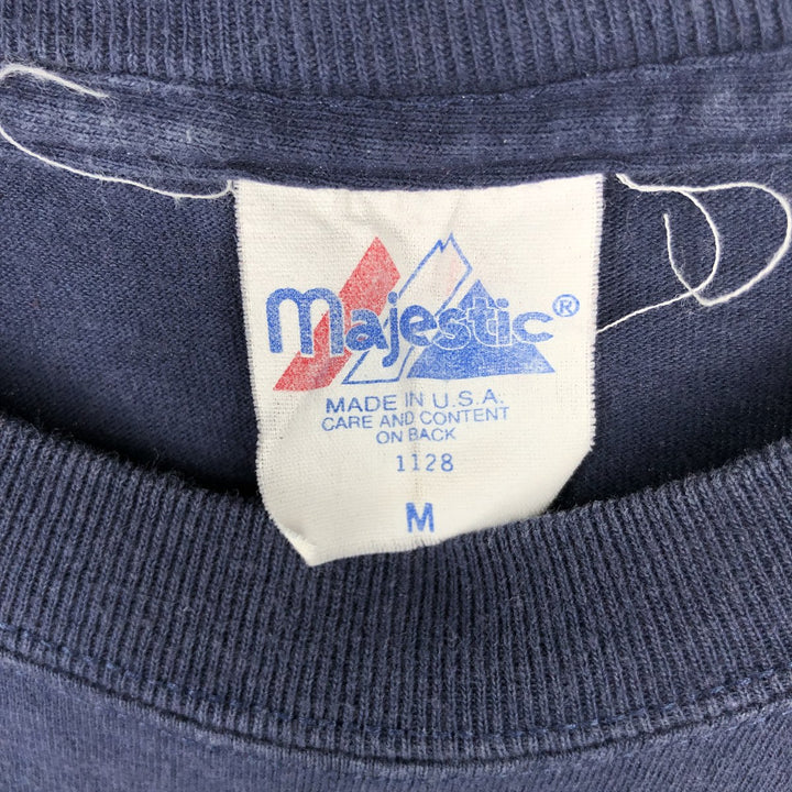 2000'S Majestic MLB New York Yankees Logo T-Shirt, Made in USA, Men's Size M (approx.) cotton navy blue type Vintage Second Hand