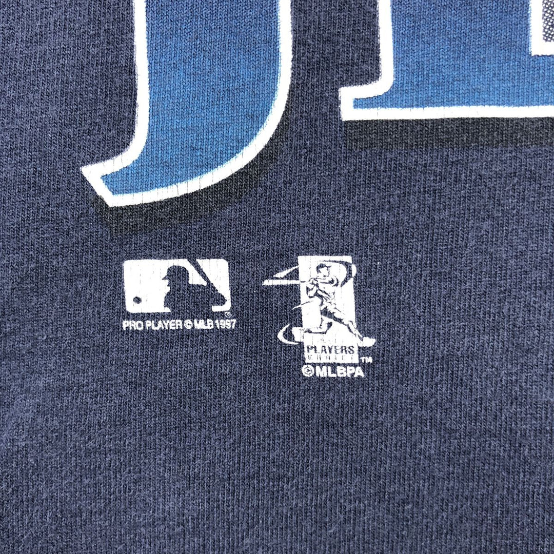 90'S PRO PLAYER MLB New York Yankees Derek Jeter Sports T-Shirt, Made in USA, Men's XL equivalent, Vintage cotton navy blue type Vintage Second Hand