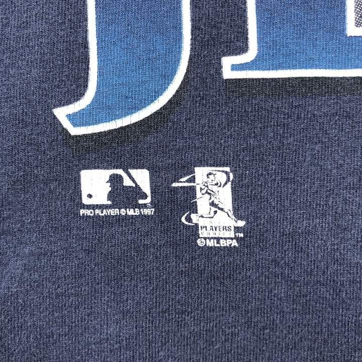 90'S PRO PLAYER MLB New York Yankees Derek Jeter Sports T-Shirt, Made in USA, Men's XL equivalent, Vintage cotton navy blue type Vintage Second Hand