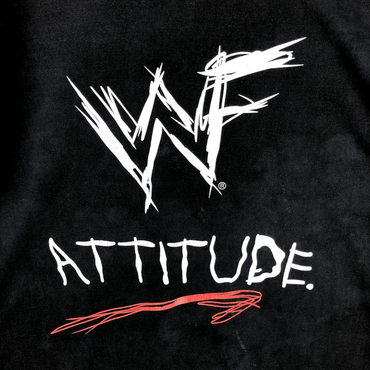 90'S WWF ATTITUDE Pro Wrestling Sports Print T-Shirt, Men's Size L (approx.) unclear black type Vintage Second Hand