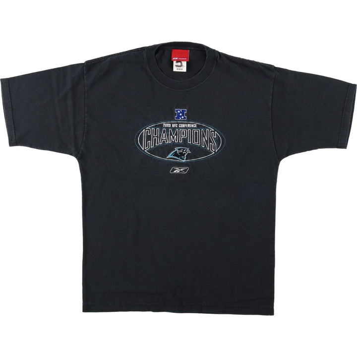 2000'S Reebok NFL Carolina Panthers sports print T-shirt, men's size M (approx.) cotton black type Vintage Second Hand