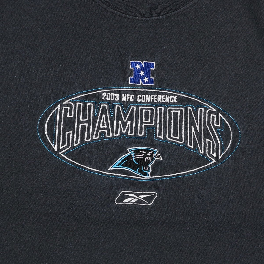 2000'S Reebok NFL Carolina Panthers sports print T-shirt, men's size M (approx.) cotton black type Vintage Second Hand