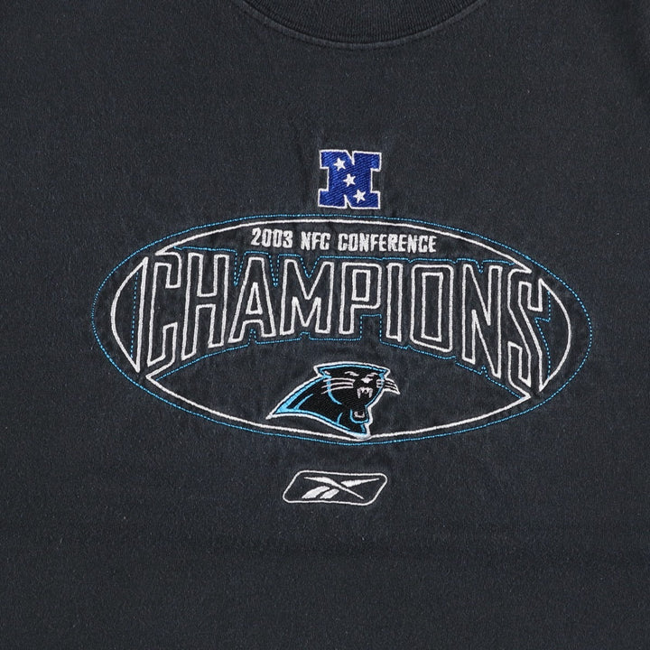 2000'S Reebok NFL Carolina Panthers sports print T-shirt, men's size M (approx.) cotton black type Vintage Second Hand
